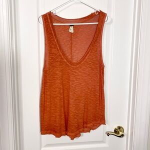 We The Free Oversized Burnout Knit Deep V Tank Top Rust Size XS
